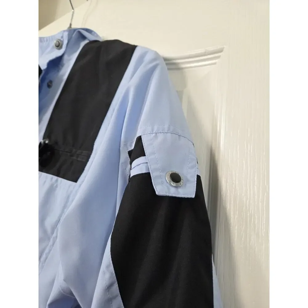 Jamie Sadock Light Blue Full Zip Boxy Sporty Short Golf Jacket, Petite Meidum